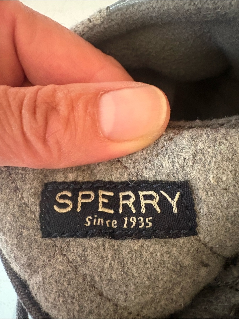 Sperry Gray and Brown Quilted Duck Boot